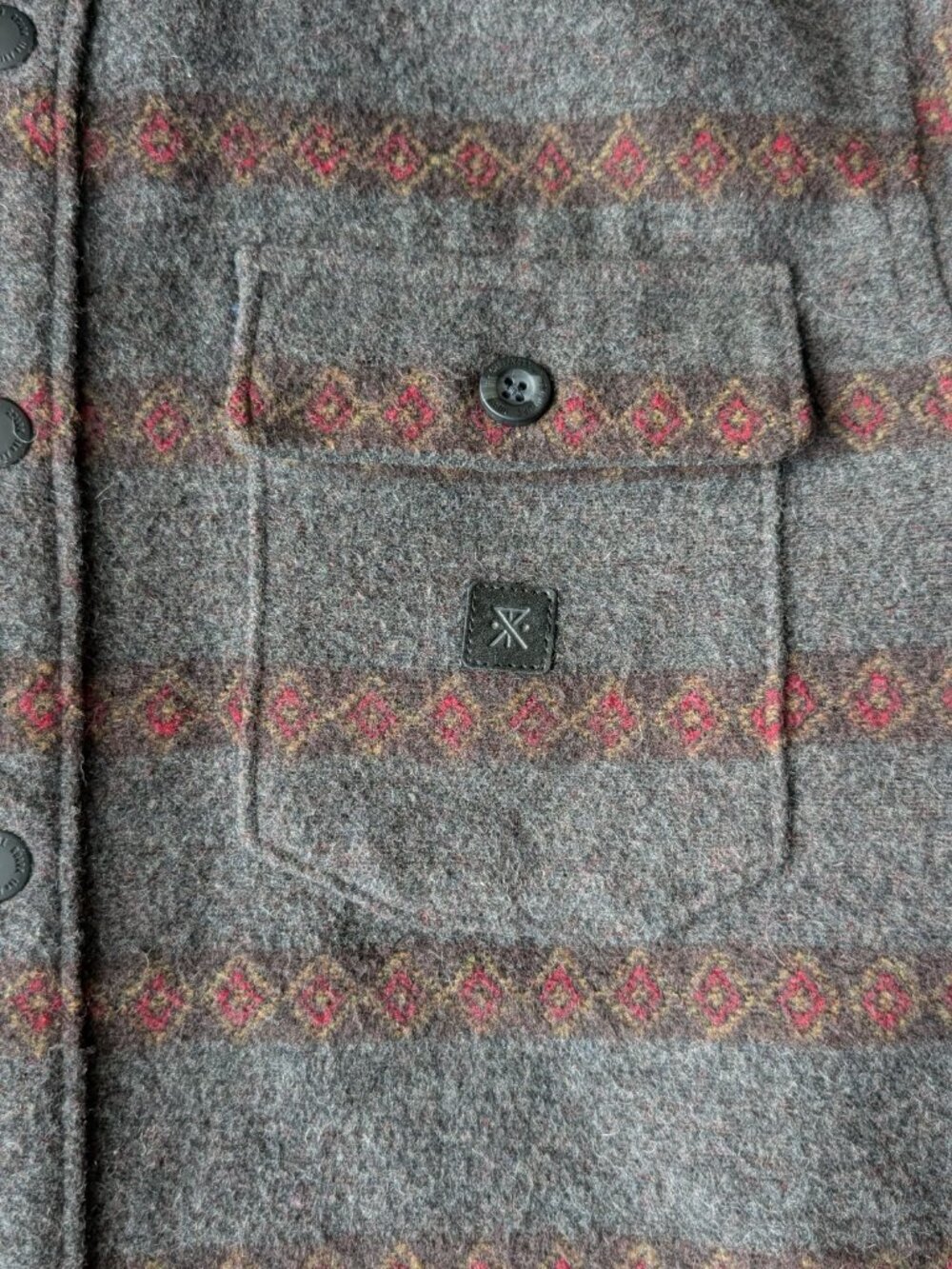 Roark Nordsman Flannel Shirt Jacket Shacket Gray Red Striped Wool Blend medium - Picture 4 of 9